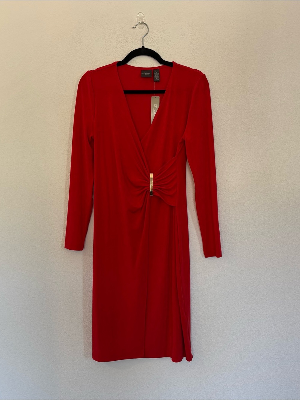 Chicos Travelers Hardware Wrap Dress Red NWT